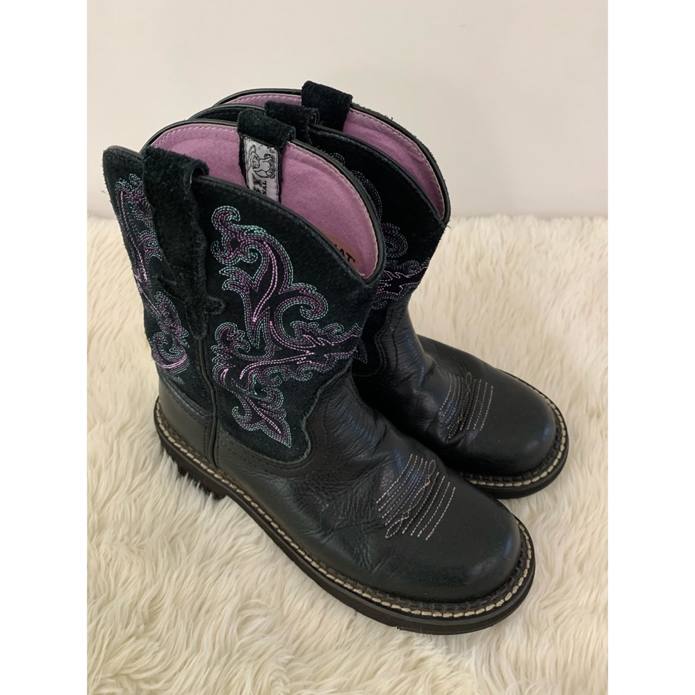 Ariat Babyfat II Black and Purple Cowboy Boots